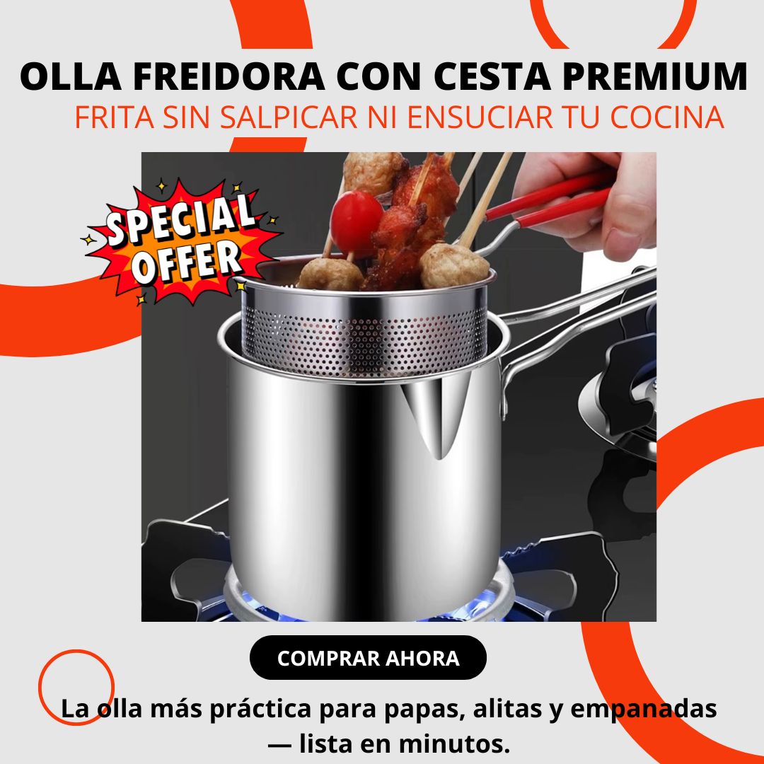 Olla Freidora con Cesta Premium de Acero Inoxidable