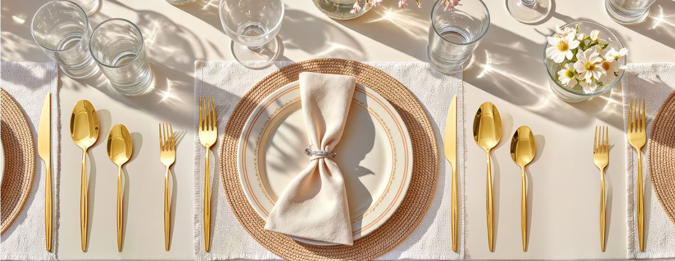 Oro Imperial™ – Set de Cubiertos Dorados 30 Piezas en Acero Inoxidable