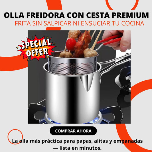 Olla Freidora con Cesta Premium de Acero Inoxidable